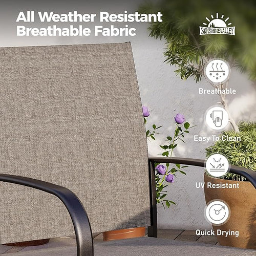 9 Piece Patio Dining Set for 8, Rectangular Extendable Dining Table, 8 Metal Brown Chairs, Outdoor Table and Chairs Set for Lawn Backyard and Deck