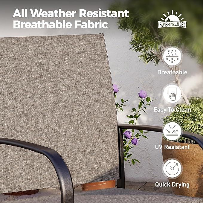 Patio Dining Set for 8, 60" x 60" Square Metal Table with Umbrella Hole, 8 x Stable Brown Dining Chairs, Outdoor Table and Chairs Set for Lawn Backyard and Deck